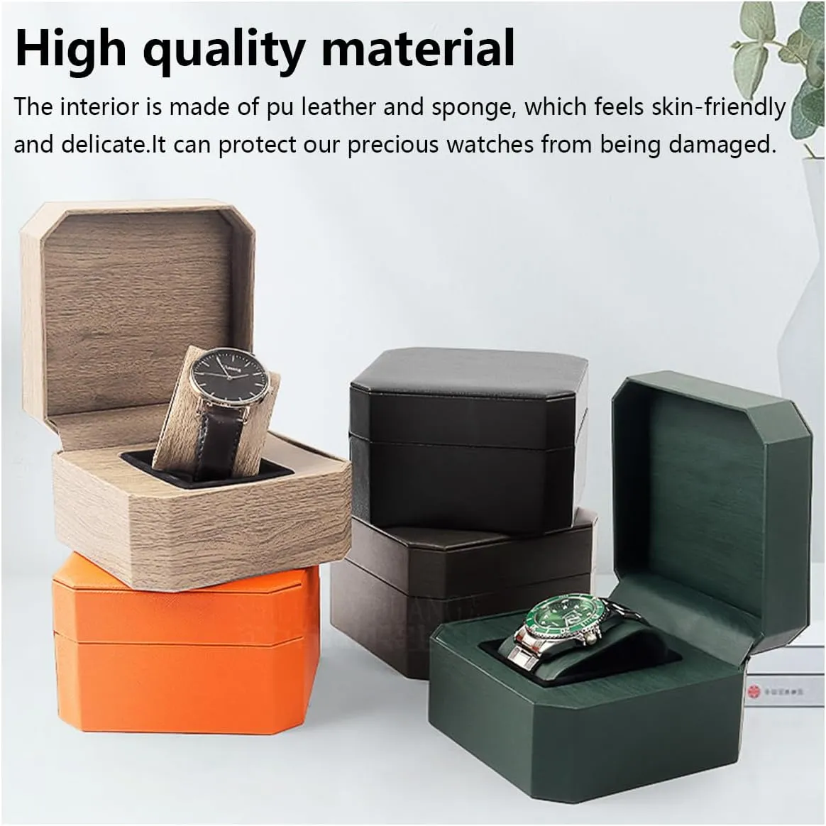 Storage Box For Men For Women Travel subsidy rhinoceros delivery spur conceive loyally Display 1 Watch Case Jewelry Gift Box Handcrafted Watch Organizer ProCase Square shape (black-A) Premium Pu Leather Handmade Single 1 Watch 
