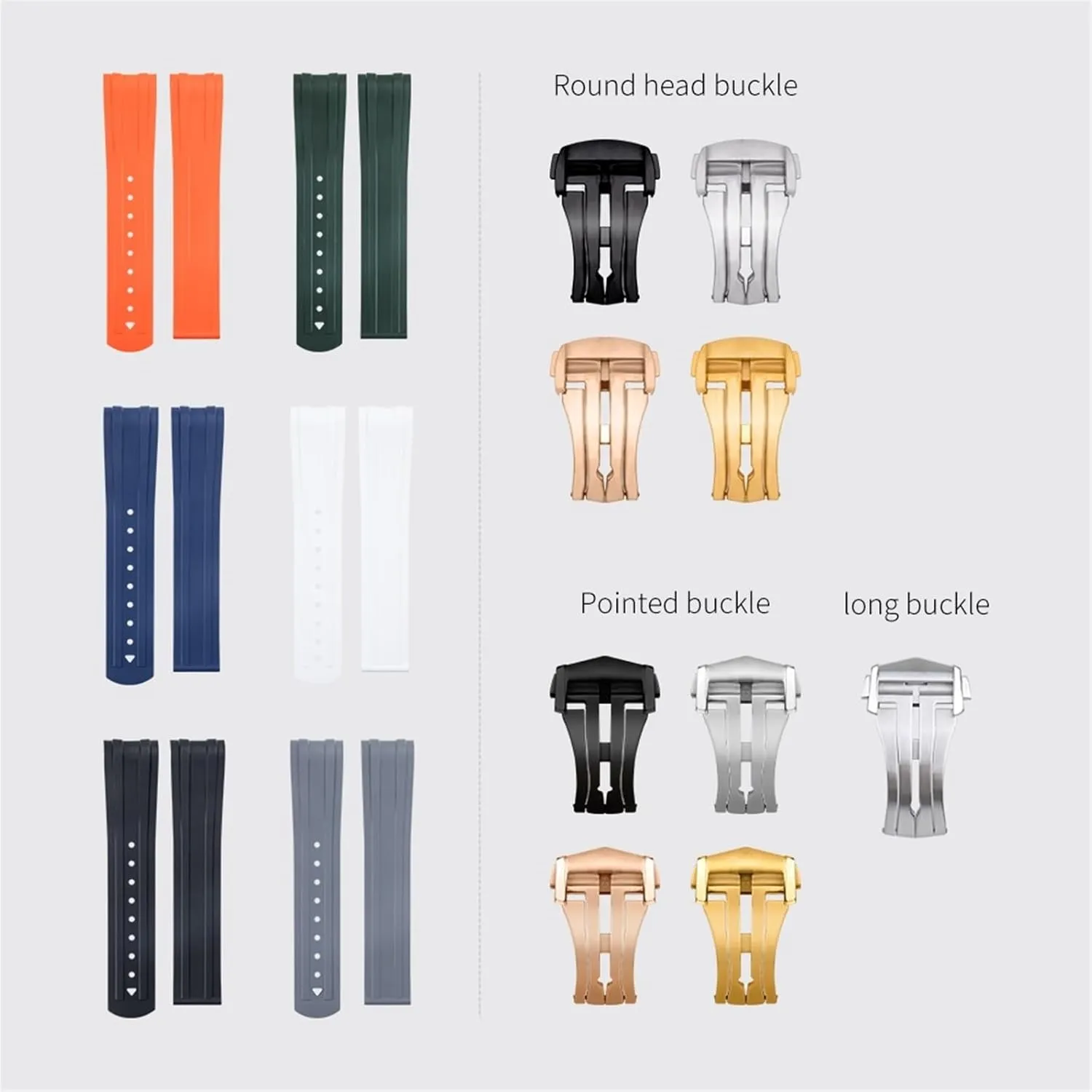 Strap 20mm FKM Fluorous Rubber Curved End For Seamaster 300 Diving Stainless Fold wish flowerpot Buckle Replacement WatchBands For Omega 