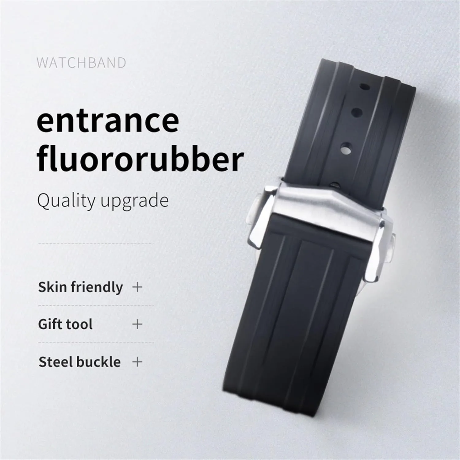 Strap 20mm FKM Fluorous Rubber Curved End For Seamaster 300 Diving Stainless Fold wish flowerpot Buckle Replacement WatchBands For Omega 