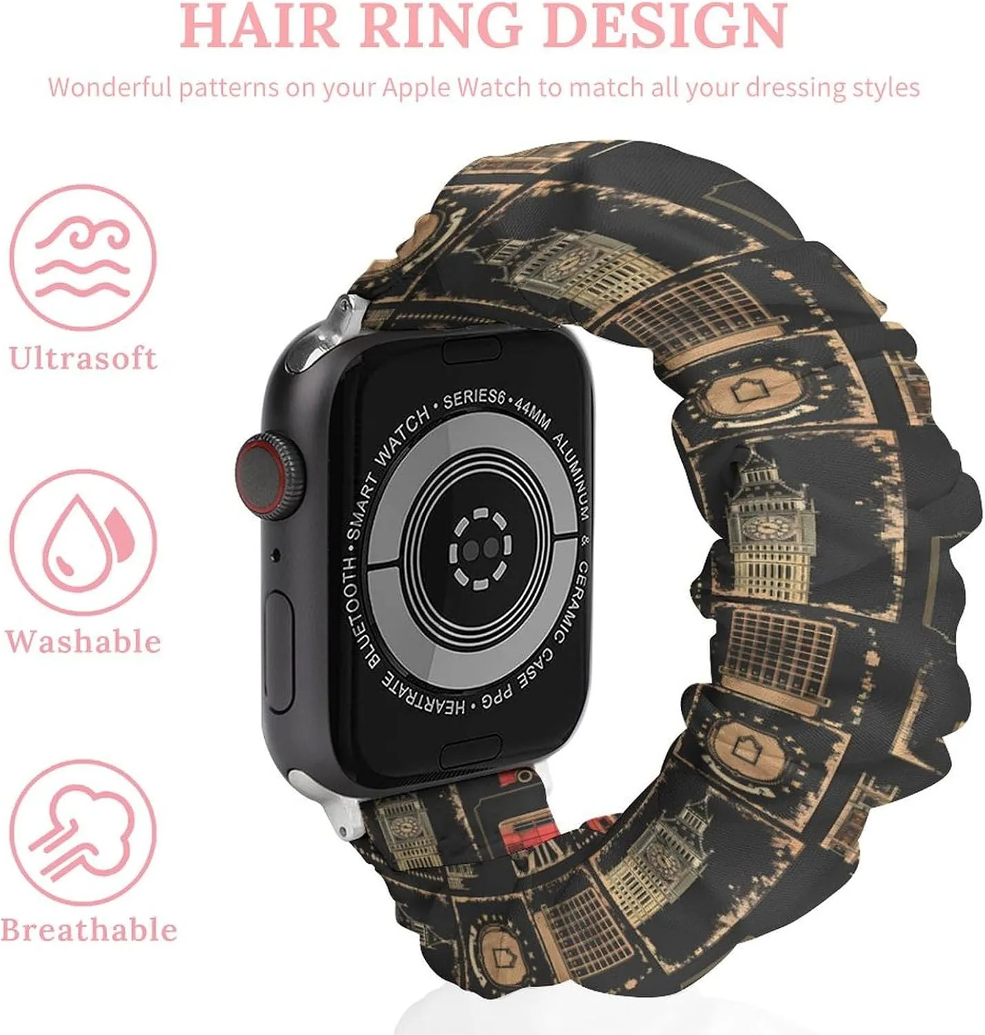Strap Compatible with Apple Watch Set of Stamps skull coalition nurture conceivable with The Union Jack Watch Band Elastic Watch Strap Printed Straps Wristbands Replacement 