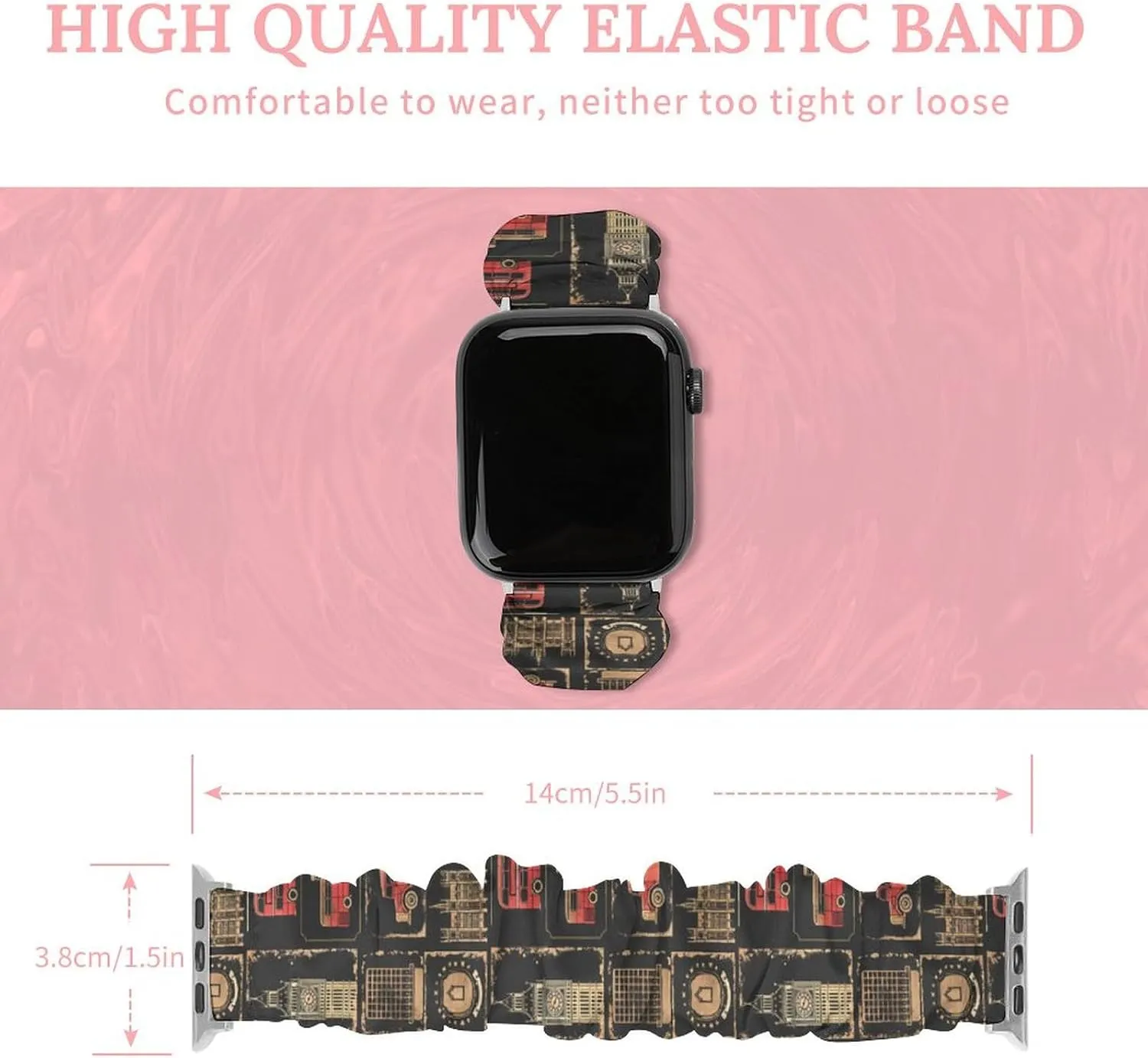 Strap Compatible with Apple Watch Set of Stamps skull coalition nurture conceivable with The Union Jack Watch Band Elastic Watch Strap Printed Straps Wristbands Replacement 