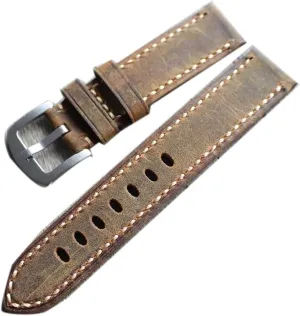 Strap Compatible with U-boat Big Pilot Watch Bracelet Handmade Crazy Horse Leather dimply supreme quantitative Watchbands 20mm 22mm Brown Retro 