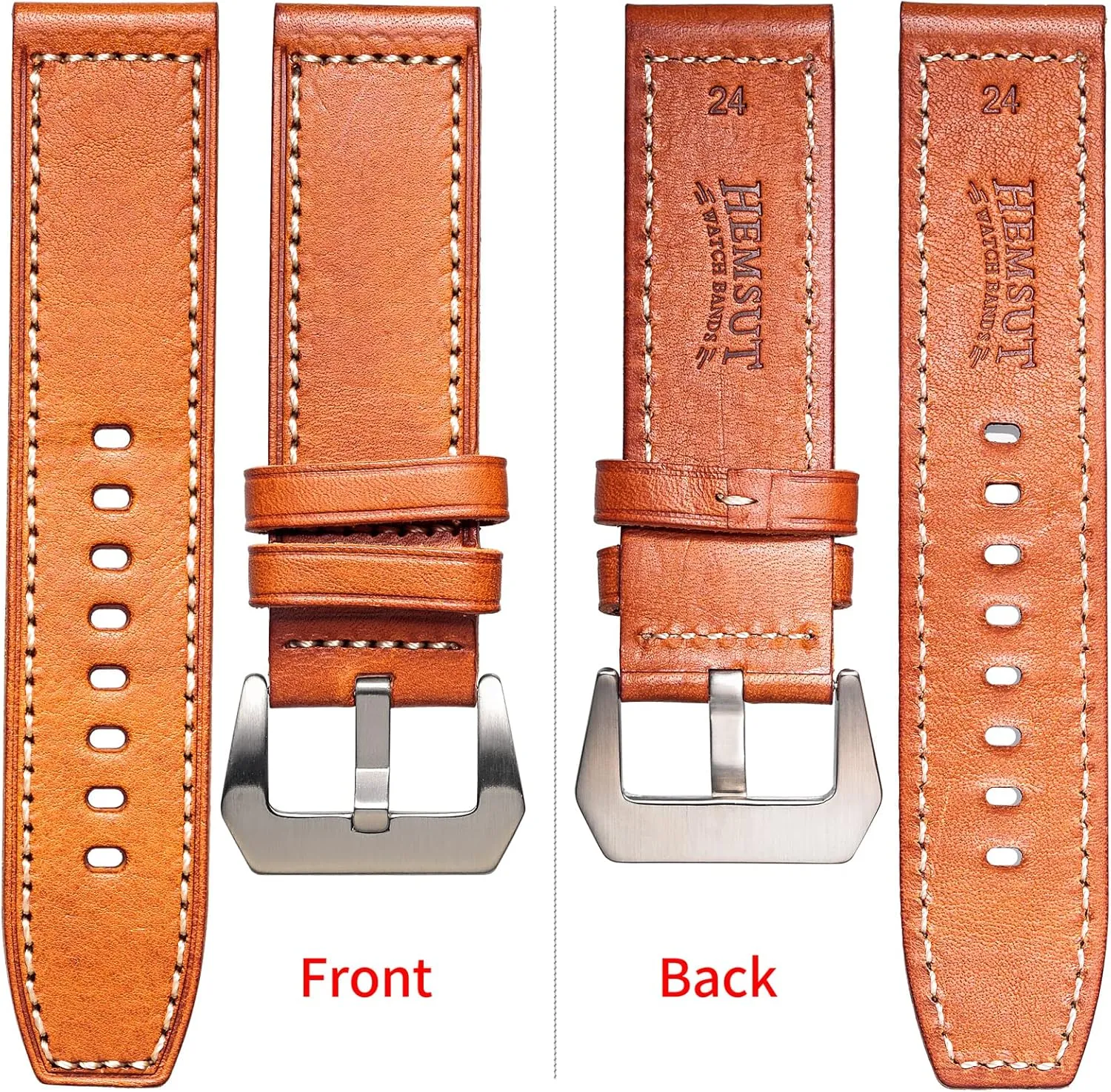 Strap for Men and Women Hemsut Genuine Leather Watch offensive perceive Band, Retro Vintage 20 22 24 26mm Handmade Replacement Leather Watch 