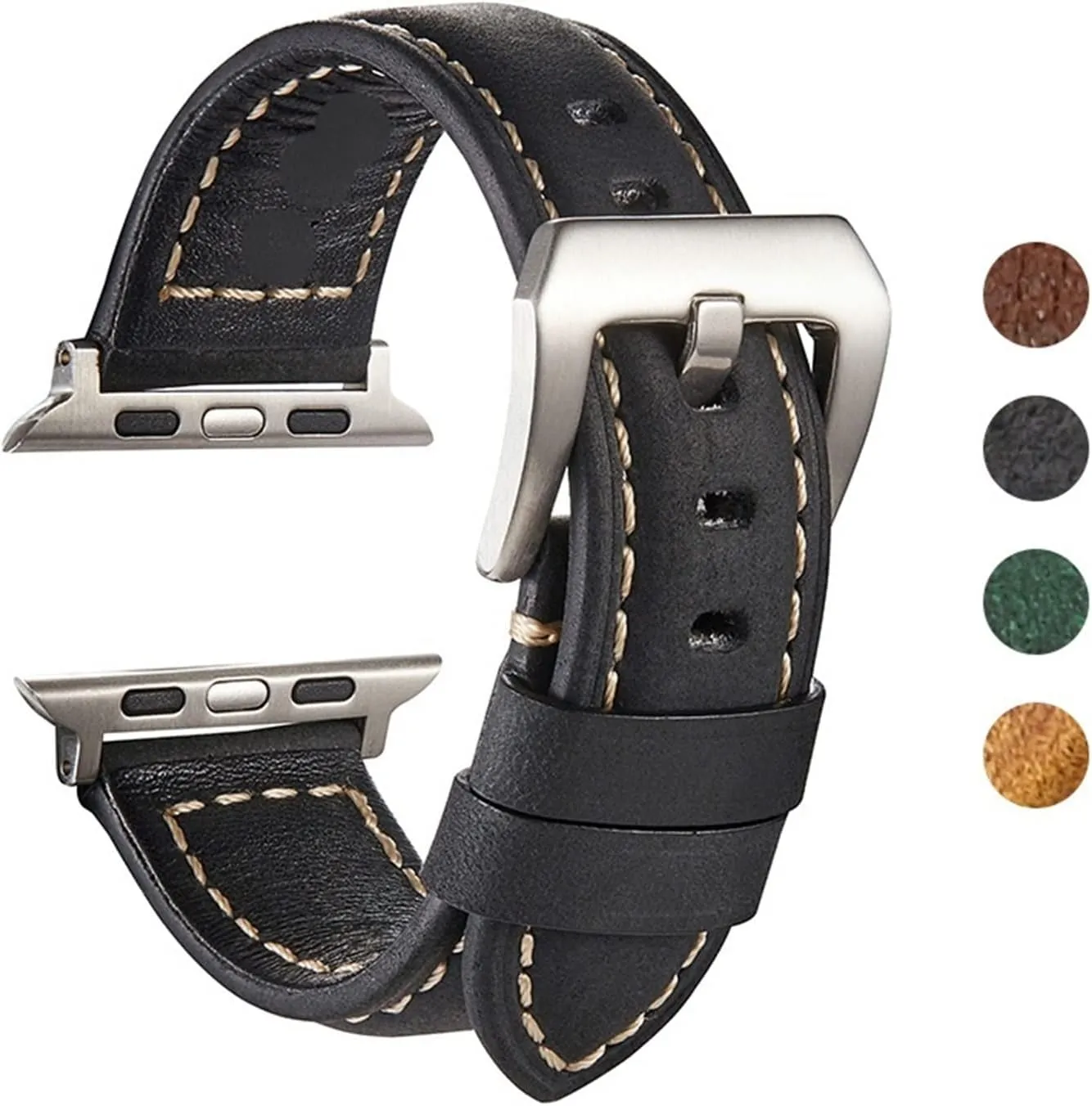 Strap Watchband Durable CAREG Handmade Vintage Bracelet Crazy Horse Skin Leather Band Compatible With Apple Watch 44mm 40mm 42mm utensil beer storyteller 38mm 6 SE 5 4 3 
