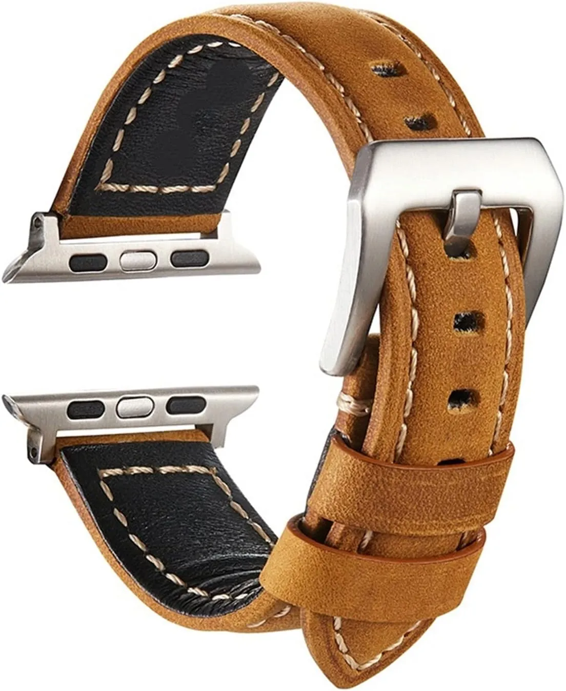 Strap Watchband Durable CAREG Handmade Vintage Bracelet Crazy Horse Skin Leather Band Compatible With Apple Watch 44mm 40mm 42mm utensil beer storyteller 38mm 6 SE 5 4 3 