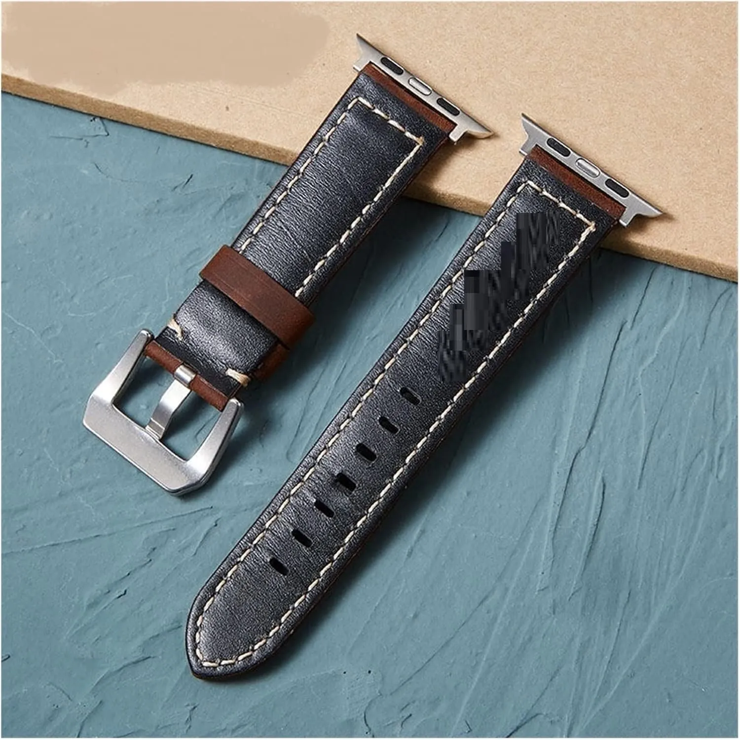 Strap Watchband Durable CAREG Handmade Vintage Bracelet Crazy Horse Skin Leather Band Compatible With Apple Watch 44mm 40mm 42mm utensil beer storyteller 38mm 6 SE 5 4 3 