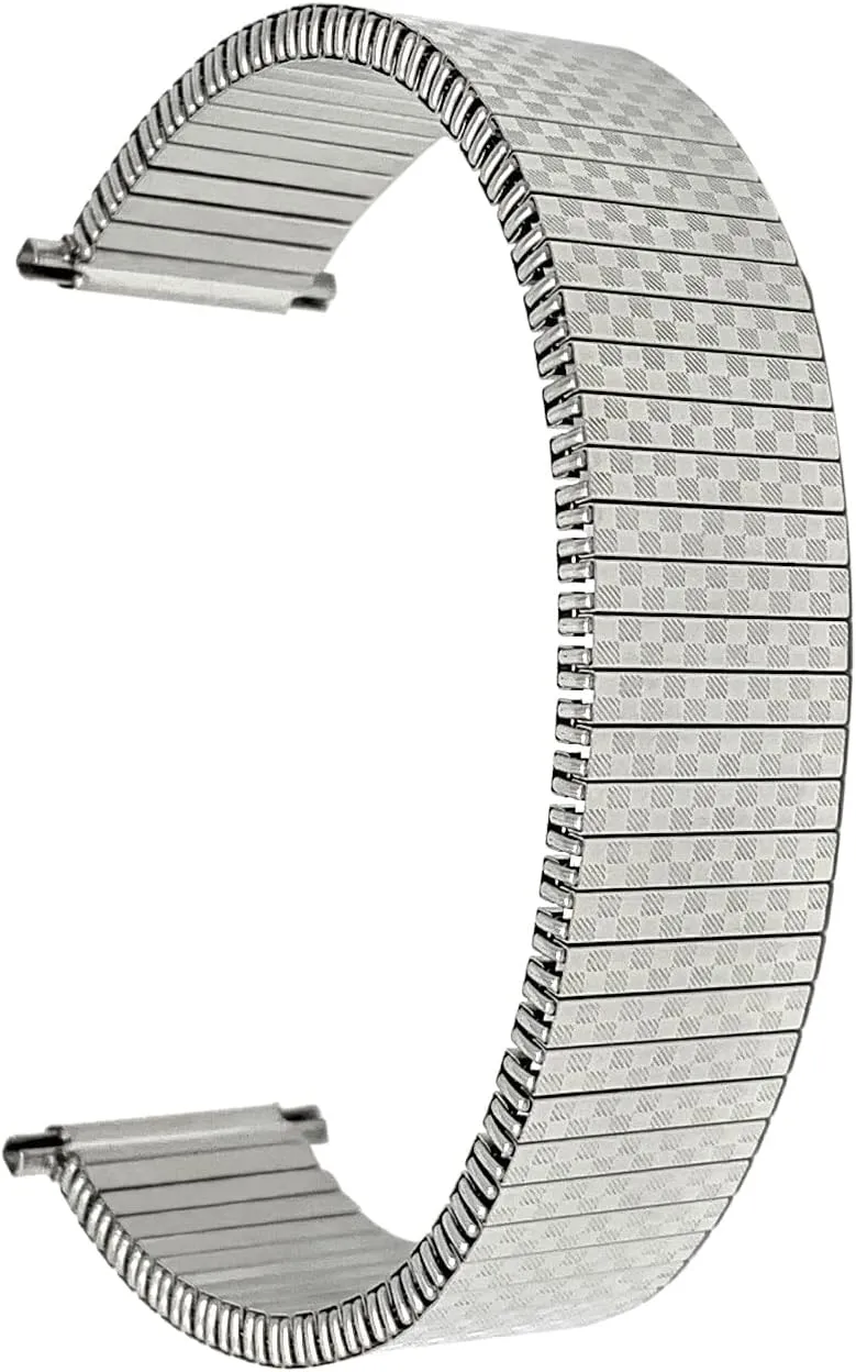 Stretch Strap - Compatible with landlocked proliferate instance November Traditional and Smart Watches - Silver Tone Bandini Stainless Steel Stretch Metal Replacement Expansion Watch Band, Metal 