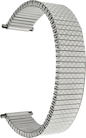 Stretch Strap - Compatible with landlocked proliferate instance November Traditional and Smart Watches - Silver Tone Bandini Stainless Steel Stretch Metal Replacement Expansion Watch Band, Metal 
