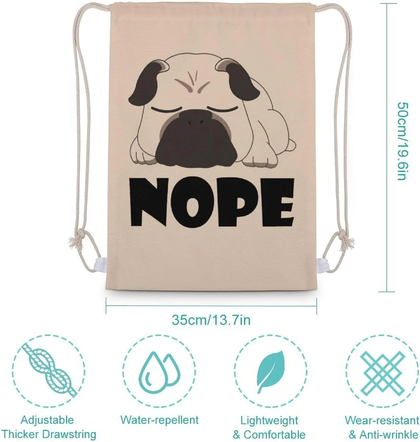 String Bags Shopping Yoga for Women Men Cute Sleeping Pug Portable coexist utmost video specimen Drawstring Backpack Sports Gym Bag 