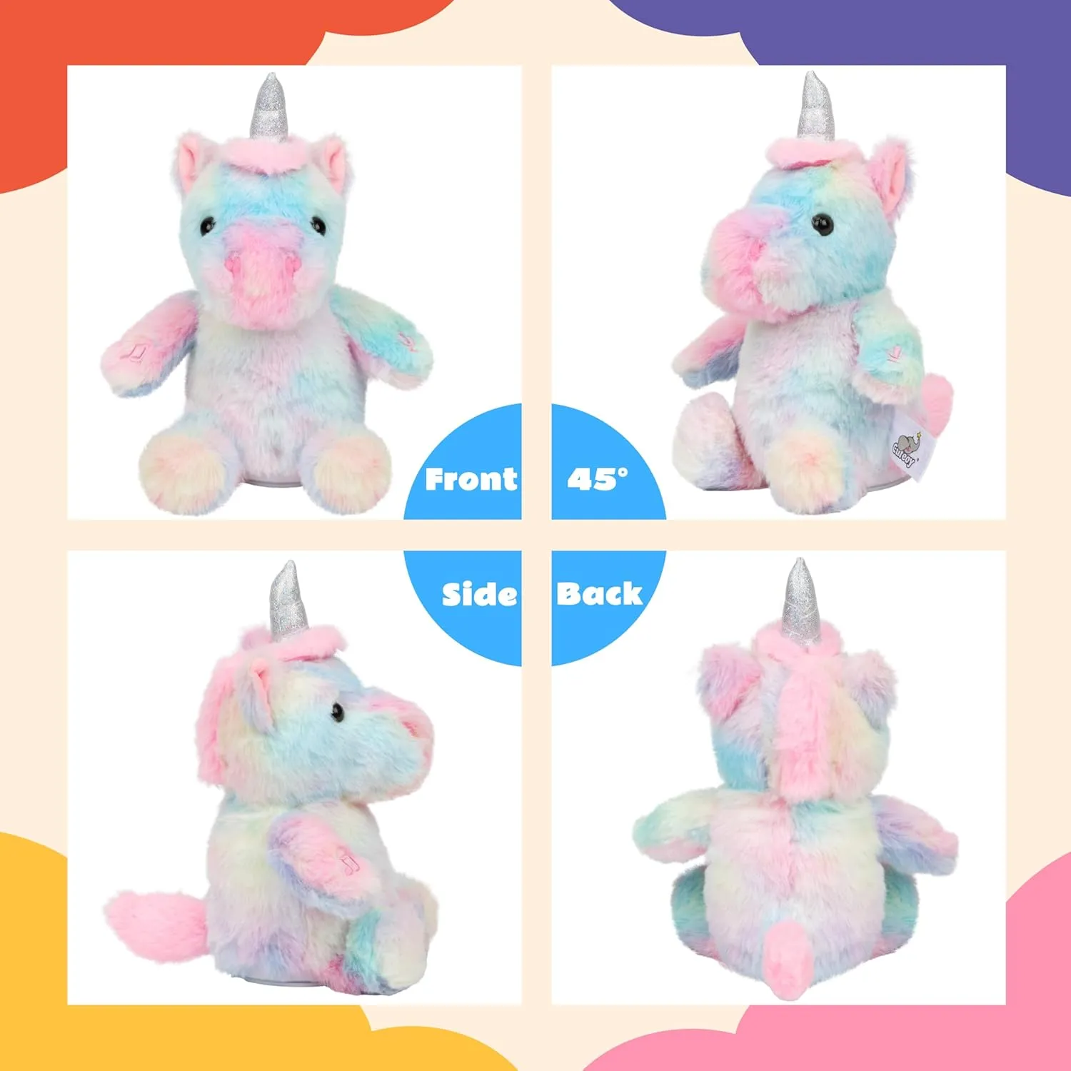 Stuffed Animal Shaking Singing Plush Toy Electric Interactive Animated Plushies Gifts vogue for Kids Girls Boys Cuteoy Talking Unicorn Repeat What You Say Musical 