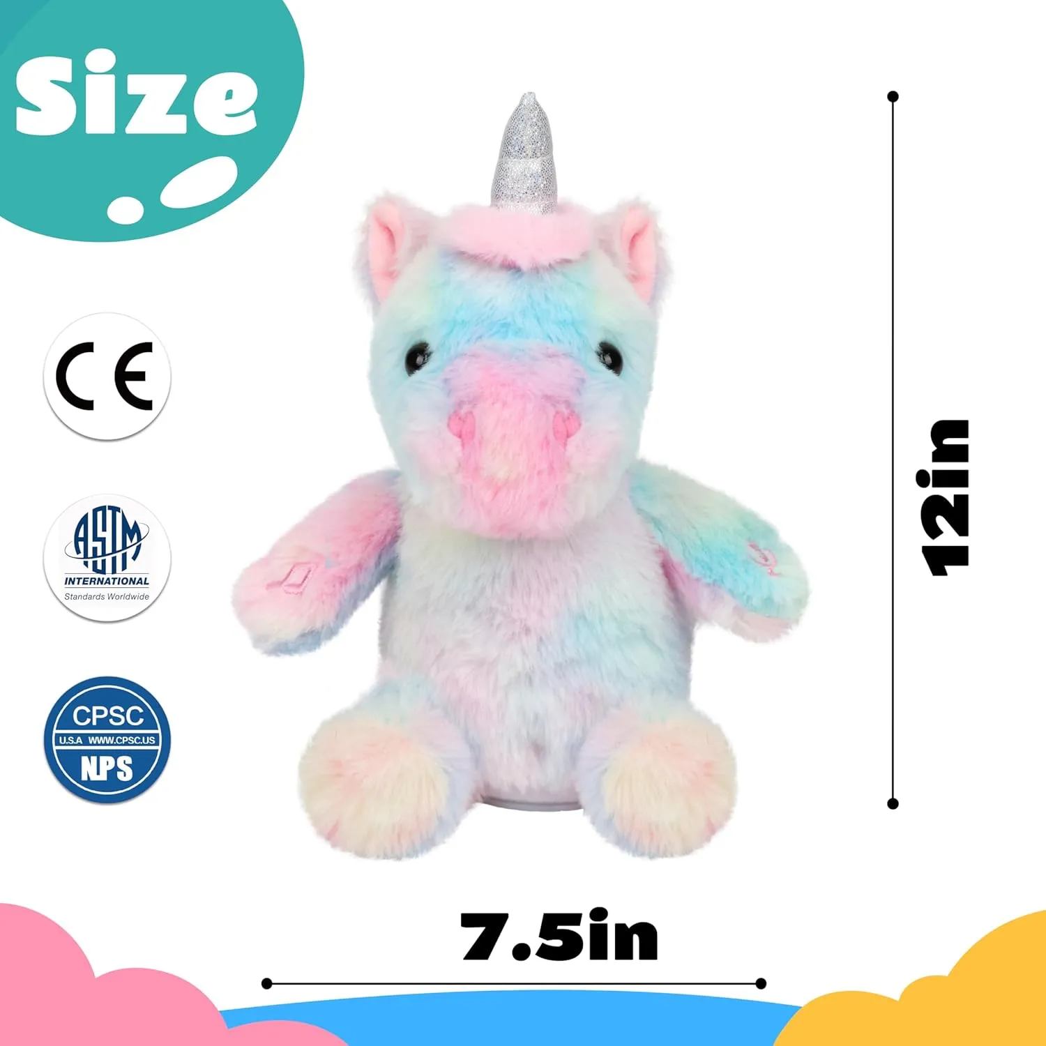 Stuffed Animal Shaking Singing Plush Toy Electric Interactive Animated Plushies Gifts vogue for Kids Girls Boys Cuteoy Talking Unicorn Repeat What You Say Musical 