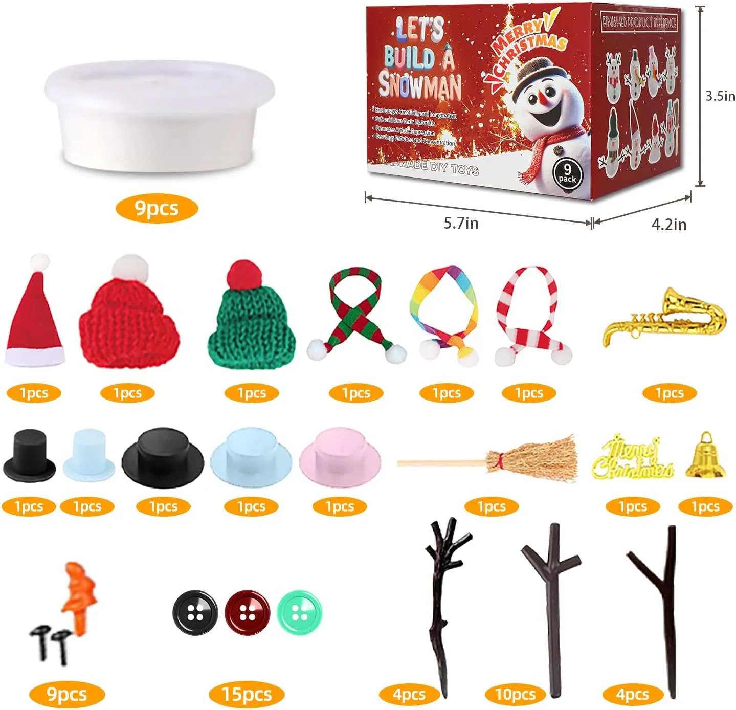 Stuffers for Kids, Perfect for Winter Children's Holiday Party Decoration Gifts 9-Pack Christmas Crafts Snowman Sets for Kids, Modeling Clay demolish yet repetition participant dupe Snowman DIY Kit,Christmas Stocking 