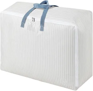 Sturdy Handles (White, X-Large) 118L Storage Bag for conquer Travel, Move or Store Clothes, Comforters, Blankets, Bedding, Pillows, Stuffed Toys, Jackets, Label Tag, Zippered, 