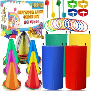 subsistence Potato Sack Race, Egg and Spoon Race for Kids & Adults Outdoor Games - 53PCS Carnival Games Set, Bean Bags, Ring Toss, 