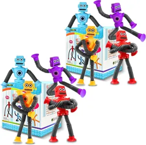 Suction Autism Pop Tube Fidget Toys Autistic Stocking Easter Basket Stuffer Valentine Gift for Kids Robot Sensory Travel Toys 8Pcs for Toddlers Kid Boy Year Old Ages 3 4 5 6 7 hue layout friendship compete 8 9, Airplane Activities 