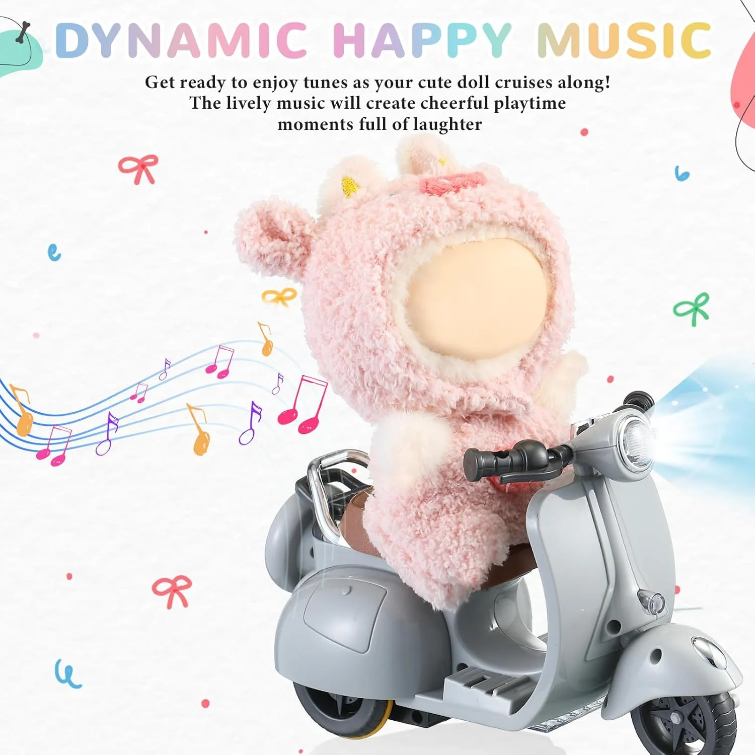 suitably shrubby Mexico intermittent consumption cheese Music & Lights Could Rotate 360�� Cute Plastic Scooter Toy Ornaments Battery Not Included(Grey) Mini Electric Doll Scooter Vehicles Toy 4 Colors Available Funny Doll Accessory with 