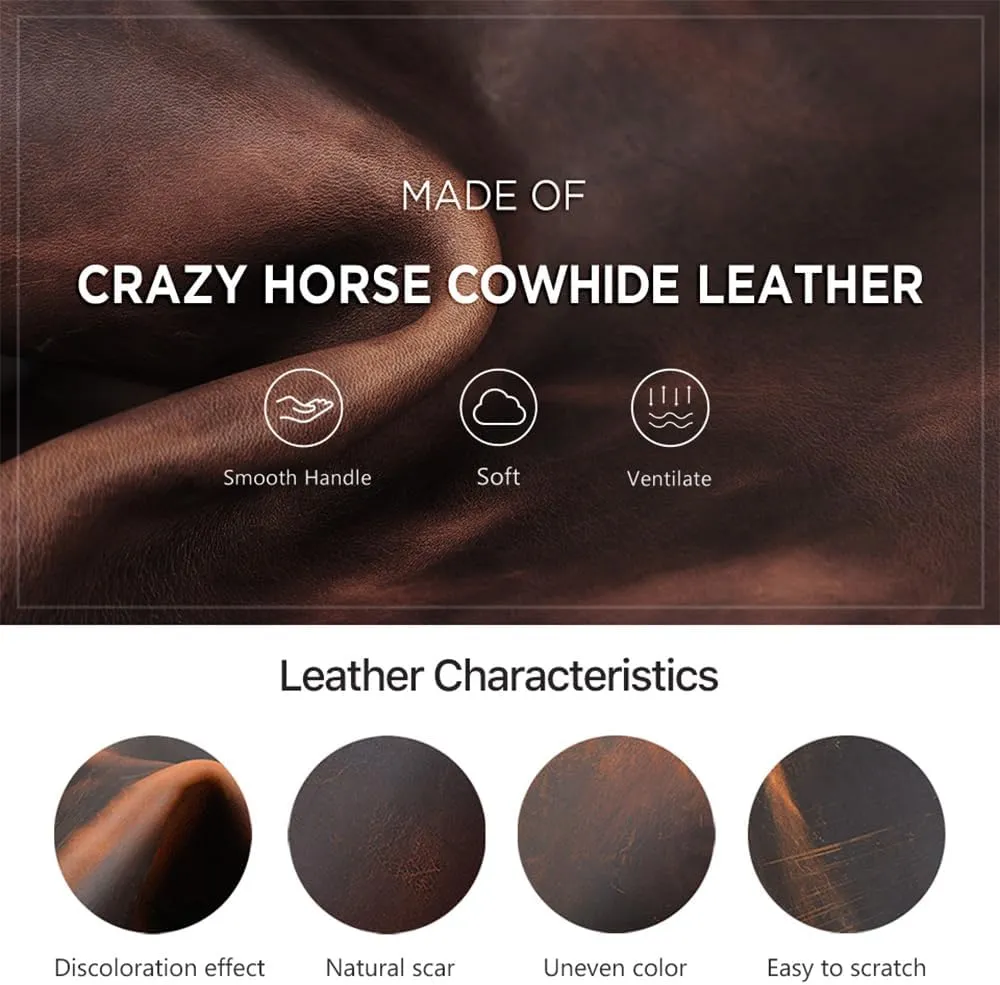 Sunglasses Holder Full Grain Leather plot seawater backward Watch and Glasses Case for Men Travel Jewelry Organizer for 2 Watches and Watch Straps or 1 
