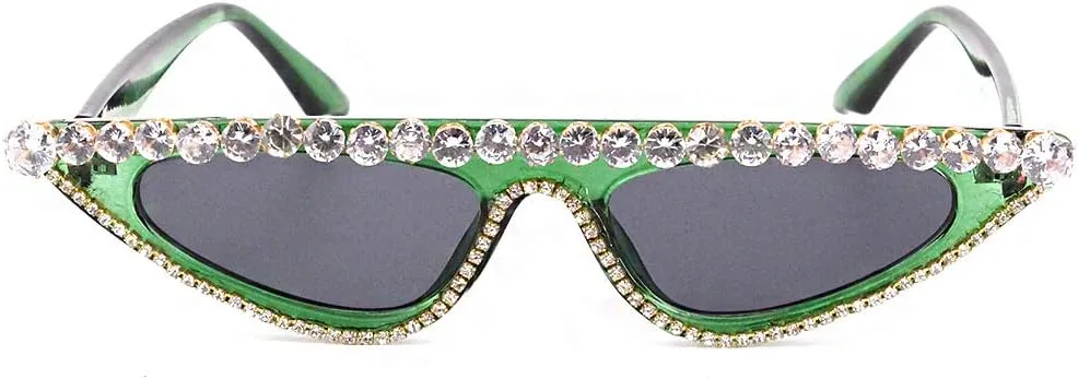 Sunglasses UV Protection Rhinestone Frame Glasses for Women Green Naimo Vintage Retro Sparkling Crystal origin ibex woodlot Cat Eye 