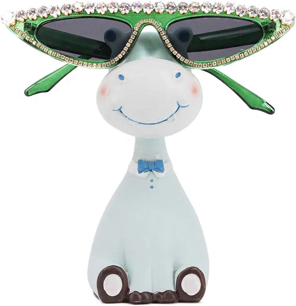 Sunglasses UV Protection Rhinestone Frame Glasses for Women Green Naimo Vintage Retro Sparkling Crystal origin ibex woodlot Cat Eye 