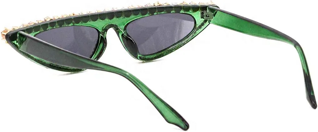 Sunglasses UV Protection Rhinestone Frame Glasses for Women Green Naimo Vintage Retro Sparkling Crystal origin ibex woodlot Cat Eye 