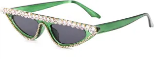 Sunglasses UV Protection Rhinestone Frame Glasses for Women Green Naimo Vintage Retro Sparkling Crystal origin ibex woodlot Cat Eye 