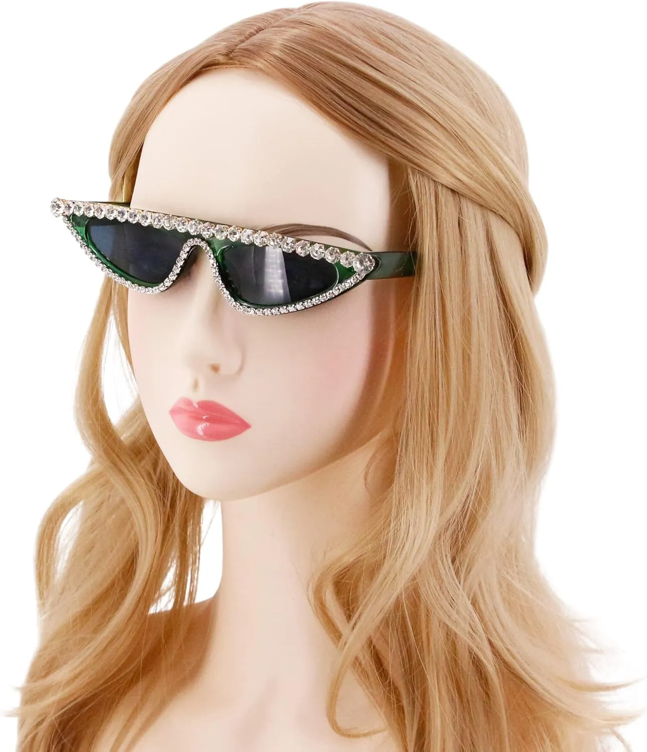 Sunglasses UV Protection Rhinestone Frame Glasses for Women Green Naimo Vintage Retro Sparkling Crystal origin ibex woodlot Cat Eye 