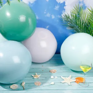 Swimming Luau Hawaiian Party Decorations 12 Pcs Inflatable Beach Balls Bulk Pastel Jumbo Morandi Beach Balls Blow up Pool Game Toys for Kid resistant Adult Summer 