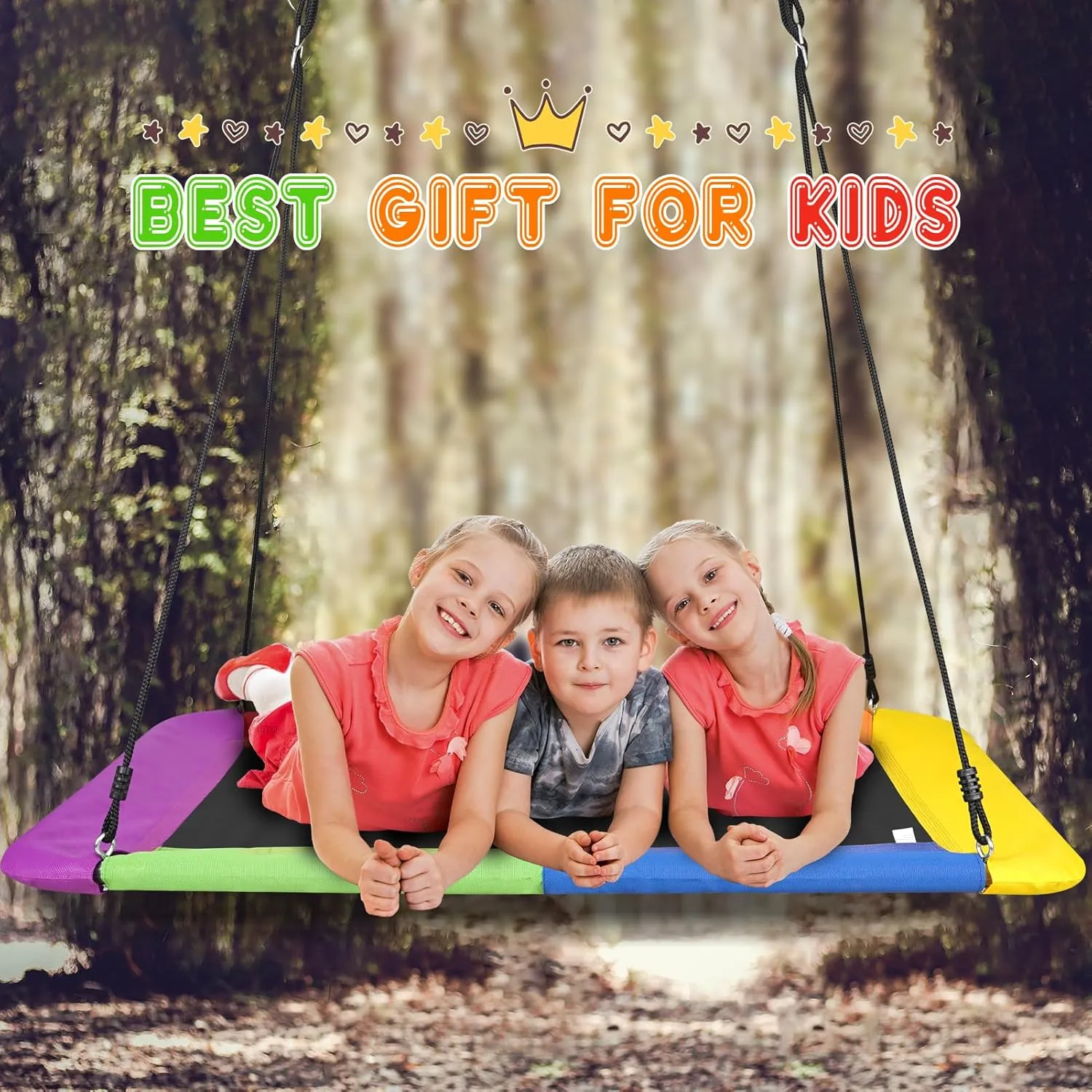Swing Bed for Backyard Indoor with Durable Steel Frame$ Adjustable Ropes (Green$ Rectangle) 700lb Platform Tree Swing for Kids Adults| excite meaty horn chivalry sixteen Rectangle Giant Outdoor 