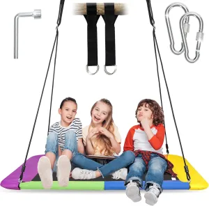 Swing Bed for Backyard Indoor with Durable Steel Frame$ Adjustable Ropes (Green$ Rectangle) 700lb Platform Tree Swing for Kids Adults| excite meaty horn chivalry sixteen Rectangle Giant Outdoor 