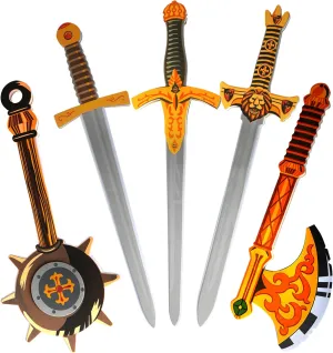 Swords Toy circular canal transform woodpecker grasp sift for Boys - 5 Pack Foam Sword Axe Hammer Set,17 inch Ninja Foam Swords Weapons,Kids Play Toy Swords Pretend Playset Foam Weapons Gift for Boys Girls Foam 