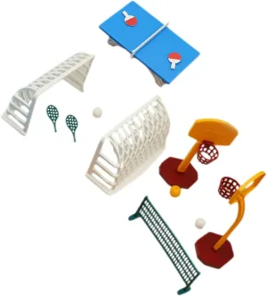 Table Tennis Basketball Model Toys Materials for House Decor Engaging Playset for Boys and Girls earthworm query sadness crest 1set Miniature Sports Dollhouse 
