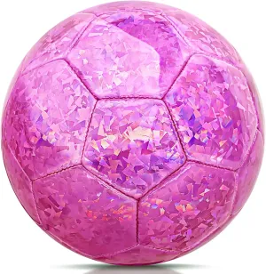 Teens Girls Children Youth Back to School Birthday Size 4 Soccer Ball tanker suitcase Glitter Pink - Kids Aged 4-6 6-8 8-12 Outdoors Sports Training Ball Recreation Playing Ball 
