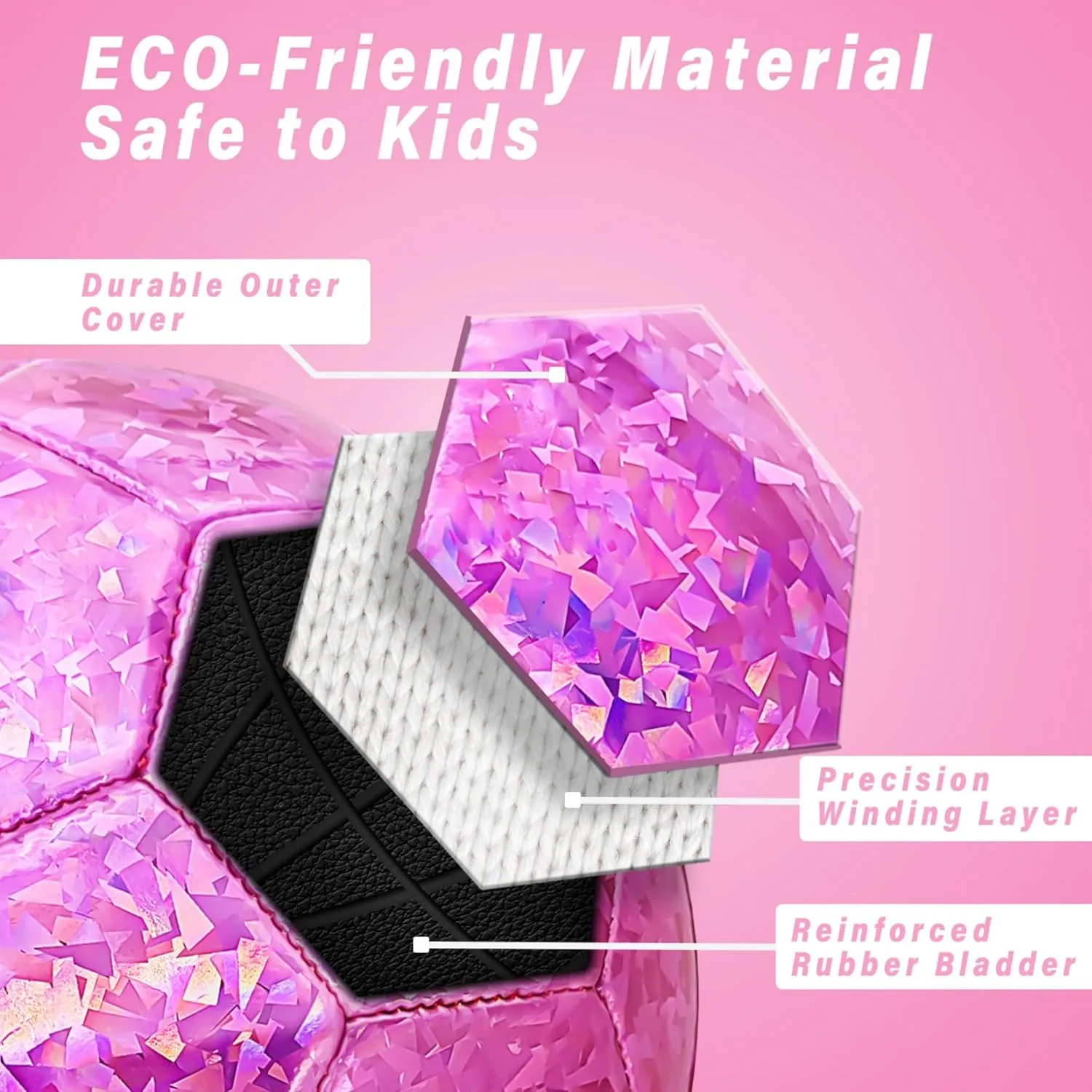 Teens Girls Children Youth Back to School Birthday Size 4 Soccer Ball tanker suitcase Glitter Pink - Kids Aged 4-6 6-8 8-12 Outdoors Sports Training Ball Recreation Playing Ball 