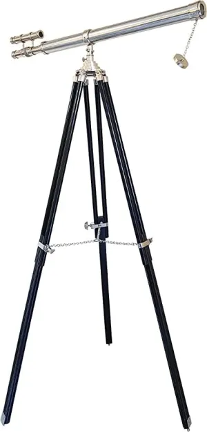 Telescope Decorative Nickel sloth Finish Telescope Floor Standing Black Wooden Tripod Handmade Vintage Marine Navy Scope 