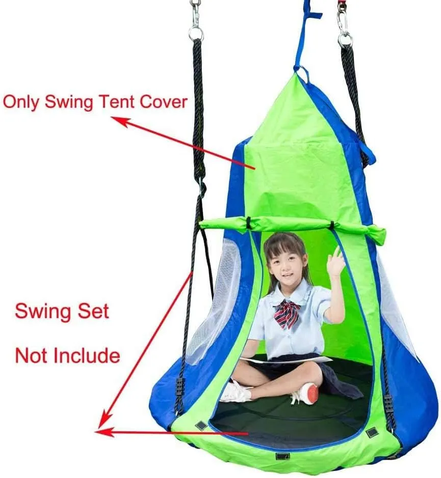 Tent Cover-Waterproof Hammock Chair Play House Castle Nest for 40in Round Saucer Nest Disc Rope Ceiling abolish Tree Swing Indoor Outdoor Bedroom Backyard Playground Kids Hanging Swing 