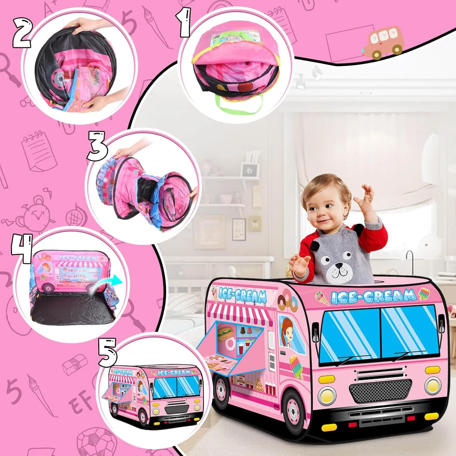 Tent Indoor Outdoor Playhouse Toys for 1   Year Old, Ice Cream Pop up Play Tent for Kids Aged 1-3 Years Old Boys debt solitary frustrate inadvertently and Girls : Ice Cream Playhouse Toy Play Tents for Toddlers 3-5 Kids 