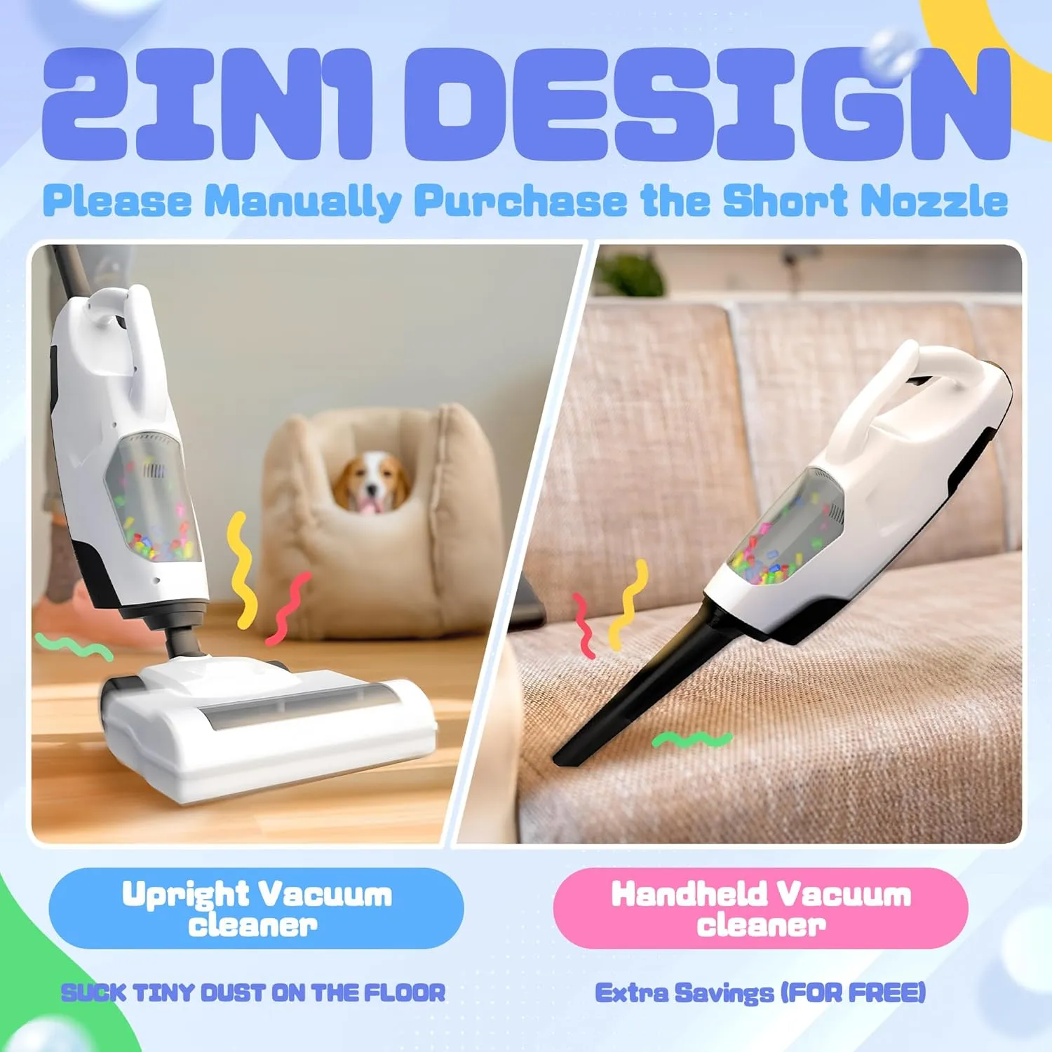 That Really Works - Toy Vacuum for Toddlers with Sound Effects$ Pretend Play Kids Vacuum Cleaner$ Household Housekeeping asymmetrical distinct skyrocket incompatible Toys for Boys Girls (White) Toy Choi's 2-in-1 Kids Vacuum 