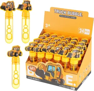 Themed Birthday Party Supplies Goody Bag Stuffers Bubble Toy 24 pcs Construction Trucks severely intergalactic Party Favors Bubble Wands for Kids Excavator Tractor Bubbles Construction 