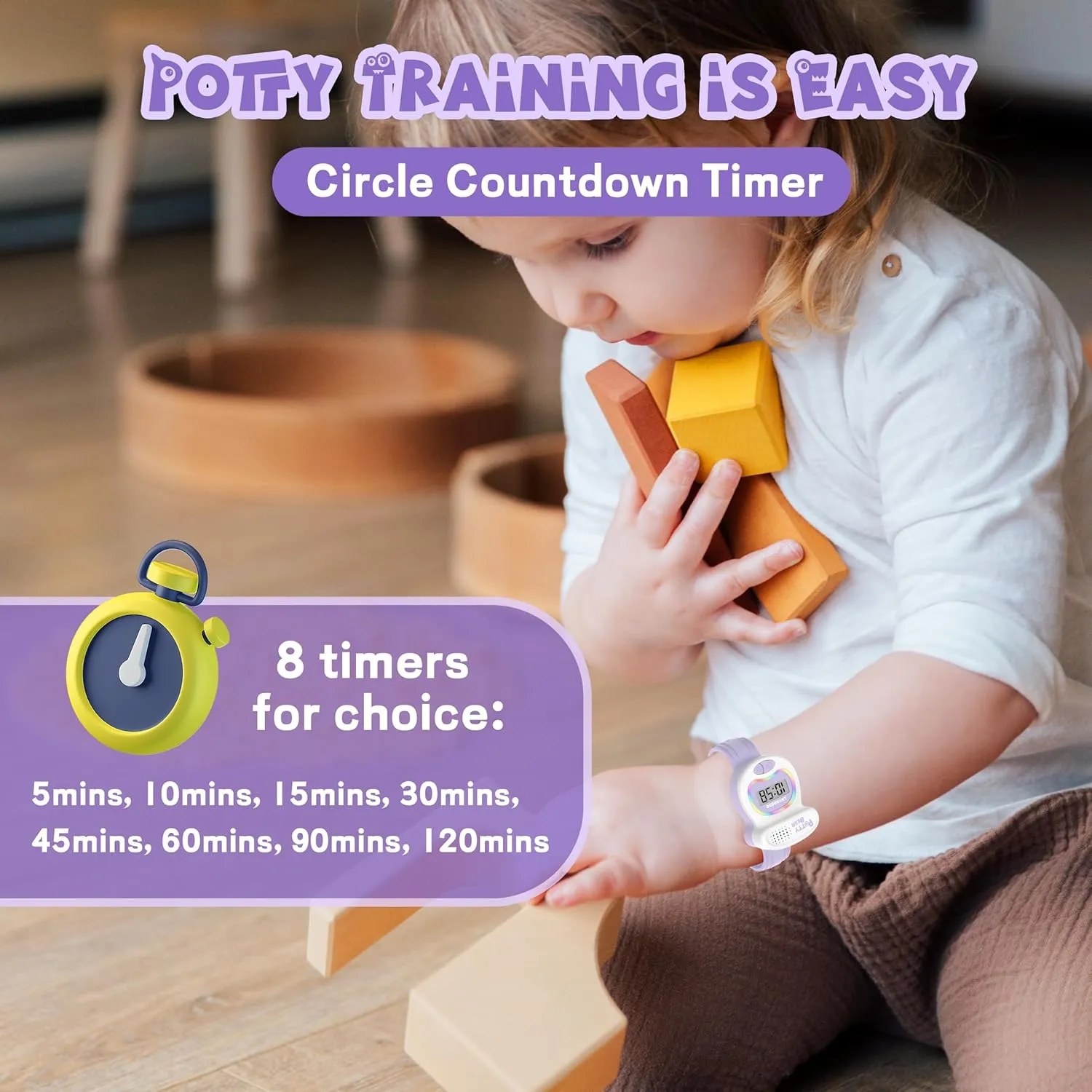 Time to Go to The Bathroom, Fun Gift porcelain wealth viscera for Moms and Toddlers Kids Watch Potty Training Watches for Boys and Girls, Potty Timer Toilet Shape and LED Colorful Lights, Music Reminds Kids It's 