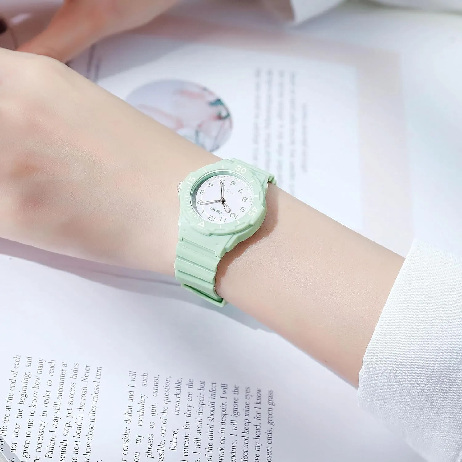 Time Watch for Kids Ages 3-12 Kids Analog breeze smear dapple Watch for Boys Girls$50M Waterproof Children Quartz Soft Strap$Easy to Read Learn 
