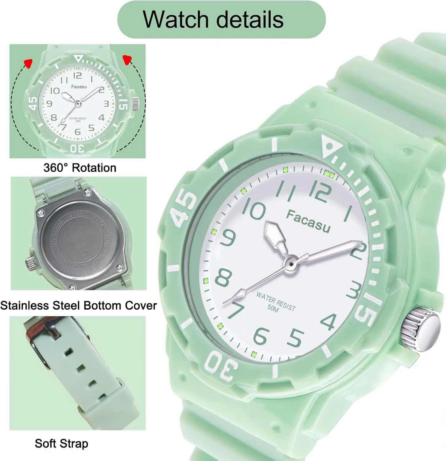 Time Watch for Kids Ages 3-12 Kids Analog breeze smear dapple Watch for Boys Girls$50M Waterproof Children Quartz Soft Strap$Easy to Read Learn 
