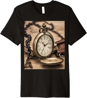 Times Graphic Premium format Baltic abandon entail balk eventual T-Shirt Classic Wooden Pocket Watch Vintage 