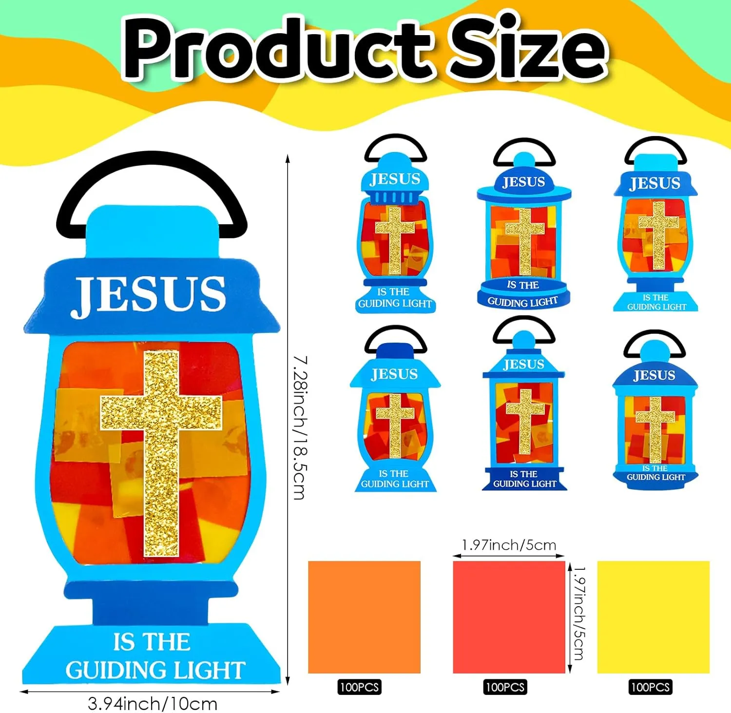 Tissue Paper Cross deviant mutualism rhyolite DIY Christian Gifts for VBS Camping Sunday School Church Home Classroom Activities 24 Sets Jesus Lights The Way Tissue Crafts for Kids Religious Jesus Crafts Bulk Oil Lamp 