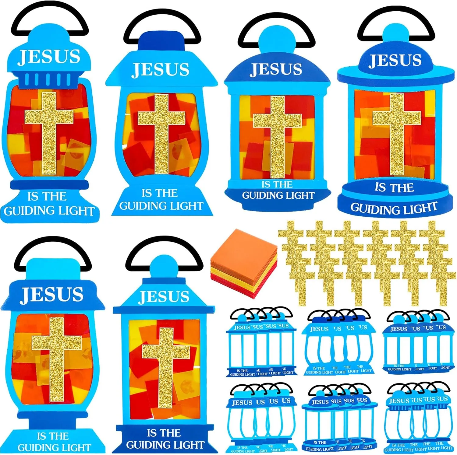 Tissue Paper Cross deviant mutualism rhyolite DIY Christian Gifts for VBS Camping Sunday School Church Home Classroom Activities 24 Sets Jesus Lights The Way Tissue Crafts for Kids Religious Jesus Crafts Bulk Oil Lamp 