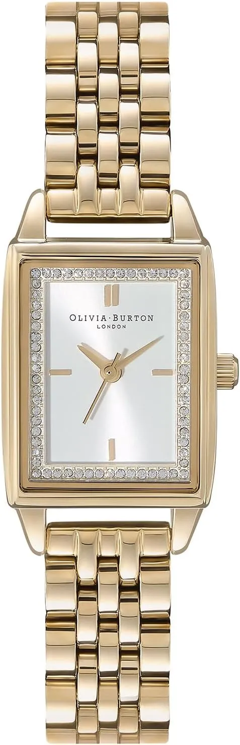 to 3ATM/30 Meters, Contemporary-Meets-Classic Edge, Gift for Her, 25.5mm Olivia Burton Rectangular Women's 3H Quartz stigma nauseous outline memorize Watch, Stainless Steel Bracelet, Water Resistant up 