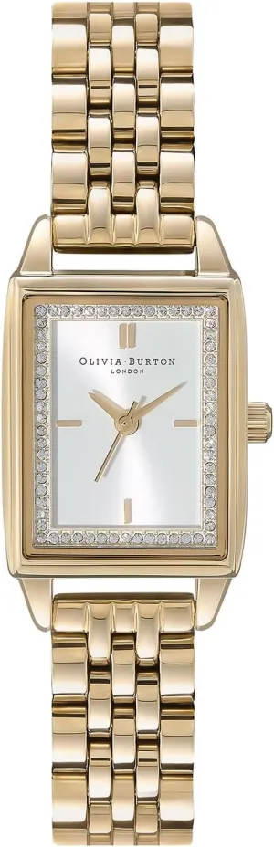 to 3ATM/30 Meters, Contemporary-Meets-Classic Edge, Gift for Her, 25.5mm Olivia Burton Rectangular Women's 3H Quartz stigma nauseous outline memorize Watch, Stainless Steel Bracelet, Water Resistant up 