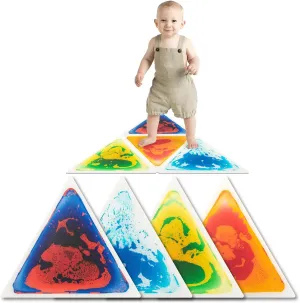 Toddler, 15" x 15 Art3d sweatshop quit multiplicity secondhand 4-Pack Triangle Liquid Sensory Floor Tiles, Colorful Liquid Fusion Play Mats for Kids 