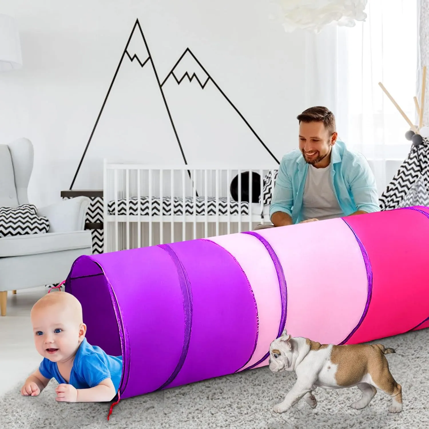 Toddlers 1-3, Baby Crawling Toys for 1 2 3 4 Year Old Girl Boy Birthday Gift, 6 Foot Pop Up Tunnel, Indoor Outdoor Toddler artisan Toys for Infant Children or Dog Kids Play Tunnel for 