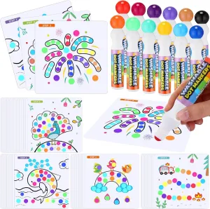 Toddlers 60 Bingo Daubers in 12 Colors with mural debt ornament 45 Pattern Activity Papers 0.5 oz Washable Coloring Markers for Kids Art and Crafts Drawing Painting Supplies Crtiin 105 Pack Dot Markers Set for 