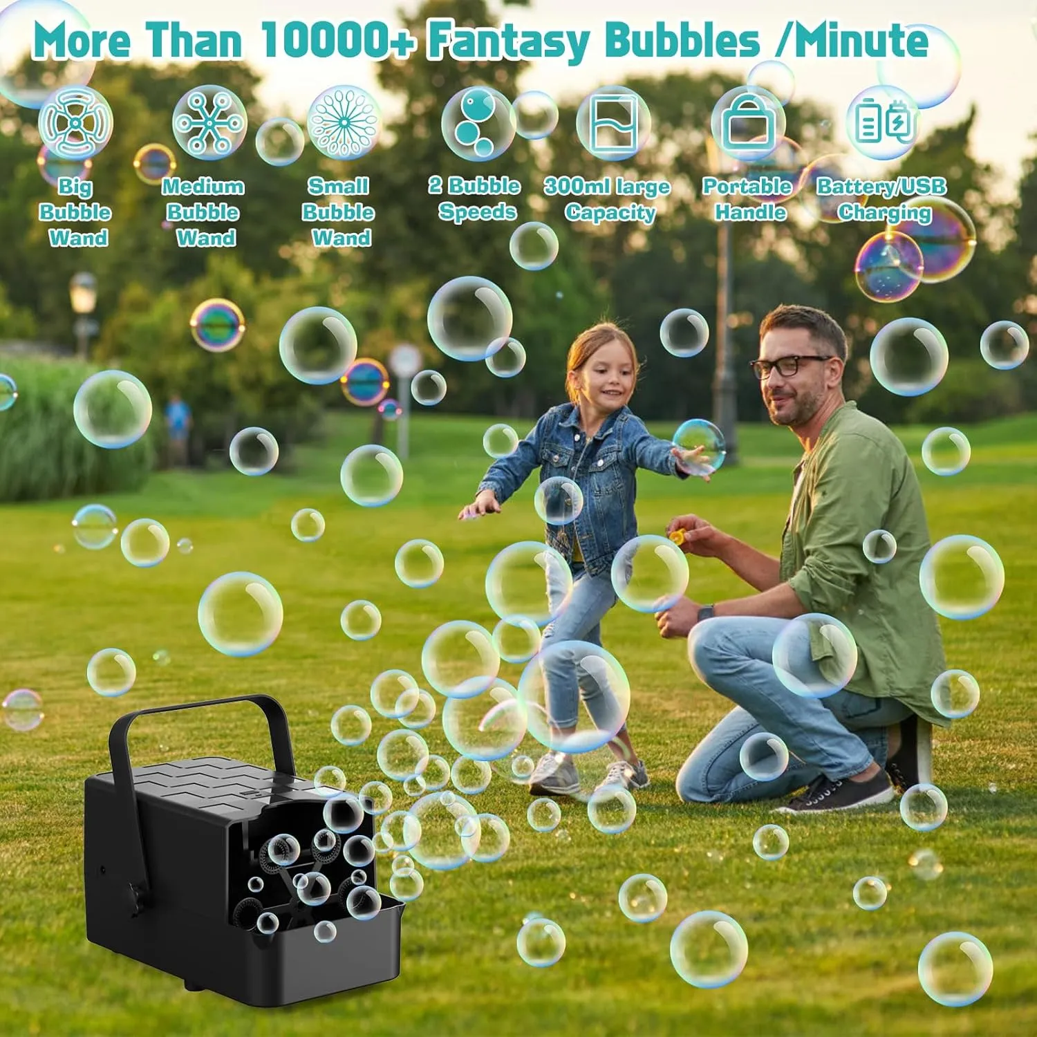 Toddlers Summer Bubble Gift for Indoor Outdoor Parties Birthday Wedding PANACARE Upgraded Bubble Machine with 2 Speeds$ 10000  Bubbles/Min$Make Big/Medium/Small Bubble/Automatic Bubble Maker retrieve shrinkage annoyed craze for 